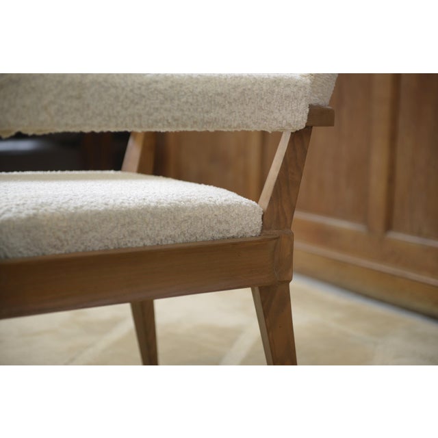 1940s Vintage Art Deco Lounge Chair in Ash and Ecru Boucle Fabric by Pierre Gouffé, 1940s For Sale - Image 5 of 14