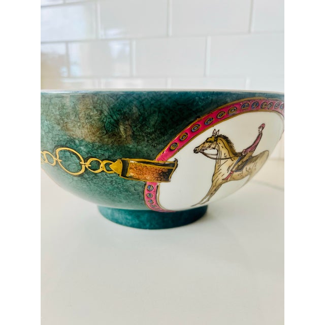 Vintage Wbi Equestrian Polo Decorative Centerpiece Bowl For Sale In Greenville, SC - Image 6 of 9