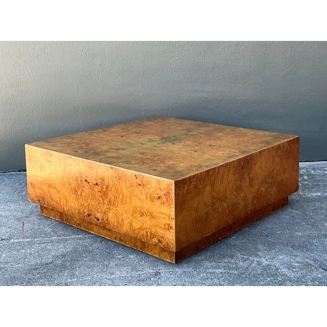 Wood Vintage Book Matched Burl Wood Coffee Table For Sale - Image 7 of 12