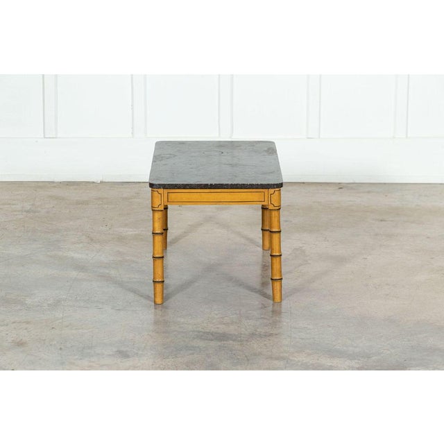 19th Century English Faux Bamboo, Marble & Painted Beech Coffee Table, 1850s For Sale - Image 9 of 17