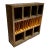 1980s Custom Bookcase Sectioned Storage Rustic Wood Brass For Sale