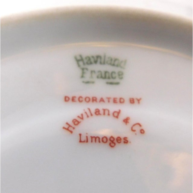 1910s Haviland Flat Bullion Cups and Two Underplates in Paisley Set of Four - 6 pcs For Sale In San Francisco - Image 6 of 6