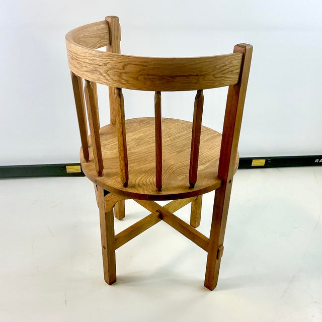 Early 1900s Antique Gustavian Folk Art Rustic European Oak Round Corner Side Chair. For Sale - Image 10 of 18