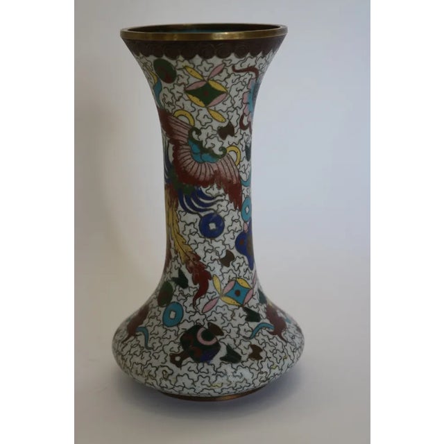Chinese 1920s Hand Painted Cloisonne Vase From China For Sale - Image 3 of 6