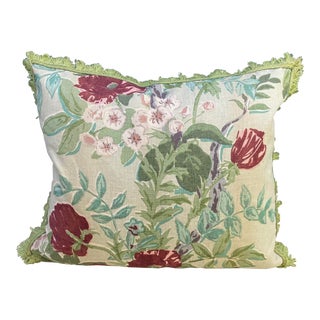 Vintage Floral Linen Pillow For Sale