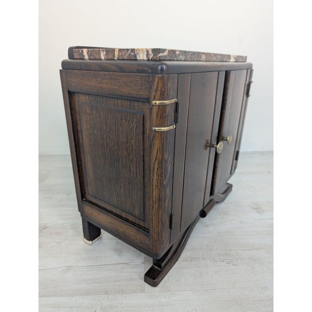 Art Nouveau Oak Cabinet with Marble, 1930s For Sale - Image 13 of 14