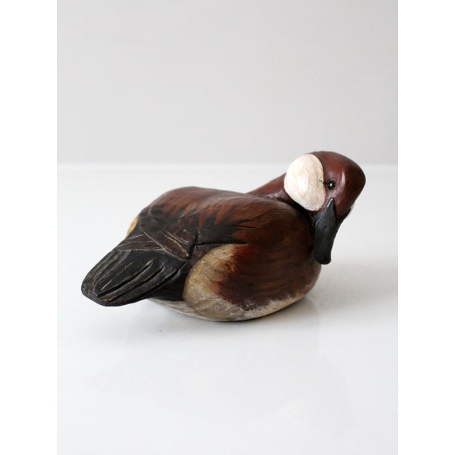 Wood Vintage Hand Carved Canvasback Duck Decoy For Sale - Image 7 of 12