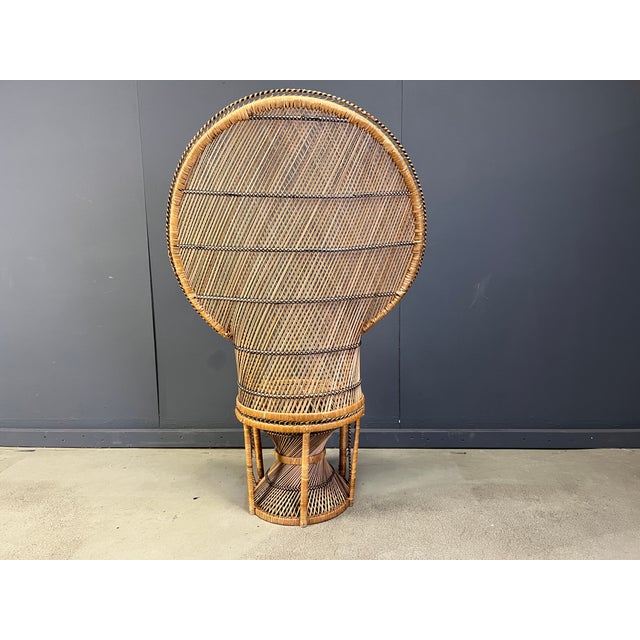Wood Vintage Wicker Peacock Chair, 1970s For Sale - Image 7 of 15