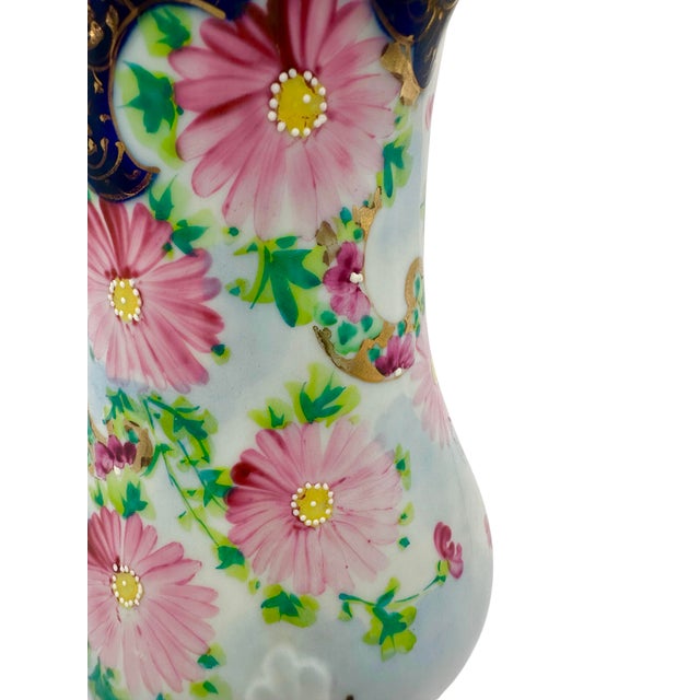 Vintage Nippon Style Cobalt Blue and Pink Chocolate Pot For Sale - Image 9 of 12