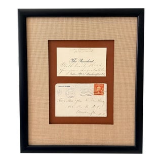 1904 Theodore Roosevelt White House Acknowledgment Card and Envelope, Framed For Sale