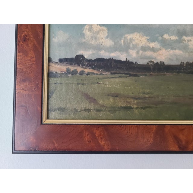 Small Antique 19th Century Oil Painting Moody Rural Landscape Scene For Sale - Image 10 of 12