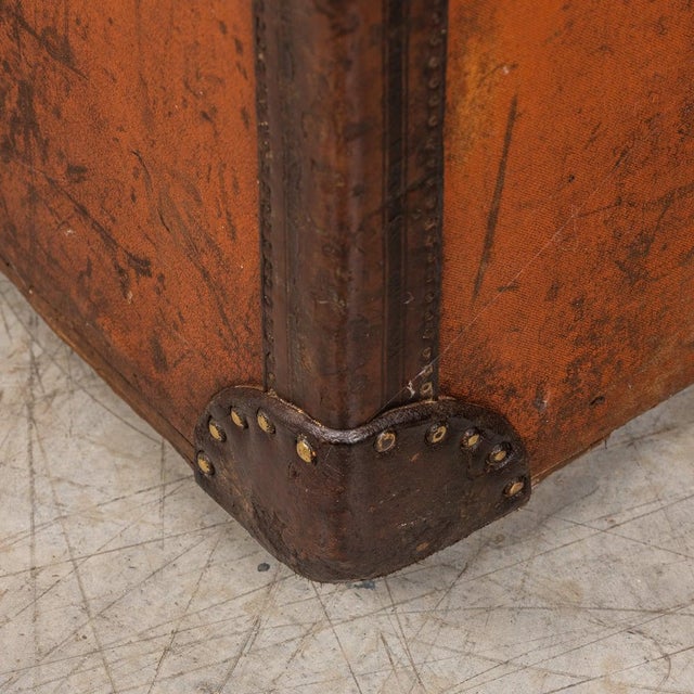 Antique 20th Century Malle Haute Trunk in Orange Vuittonite Canvas from Louis Vuitton, France, 1900s For Sale - Image 14 of 18