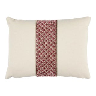 Schumacher Sunrise Embroidery 16" Lumbar Pillow in Pink For Sale