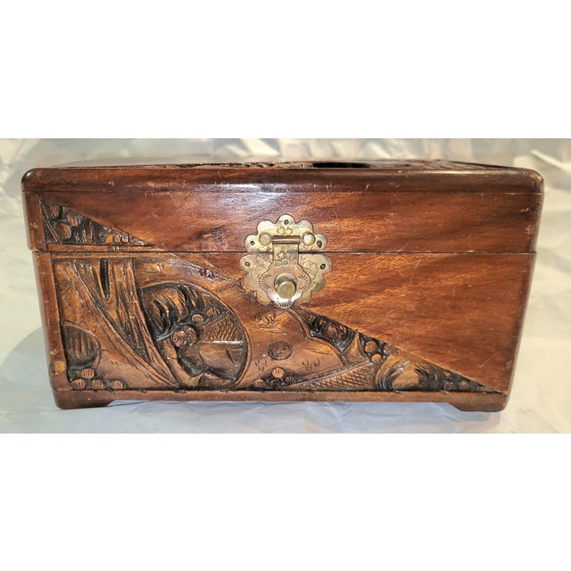 1960s Carved Jewelry Whatnot Box For Sale - Image 4 of 10