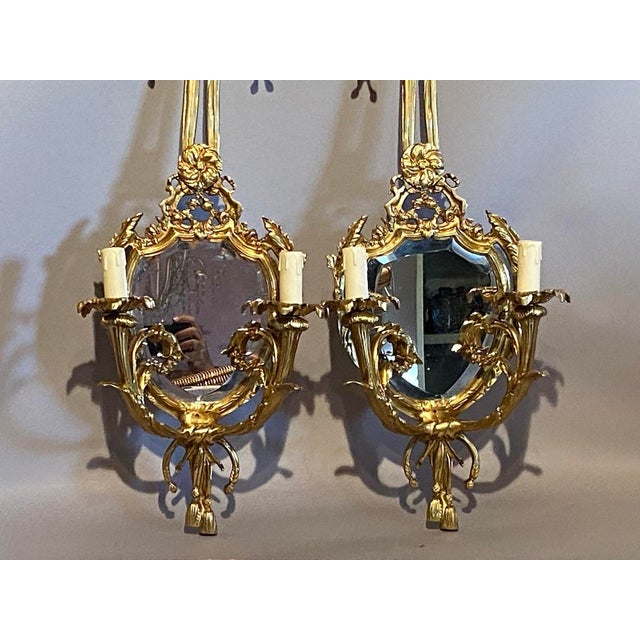 Late20C French Maker Louis XVI Antique Bronze Sconces Wall Lamps -Pair For Sale - Image 15 of 18