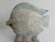 Vintage hand-carved wooden fish sculpture with a soft blue and white painted finish. Likely dating to the 1970s–80s, this...