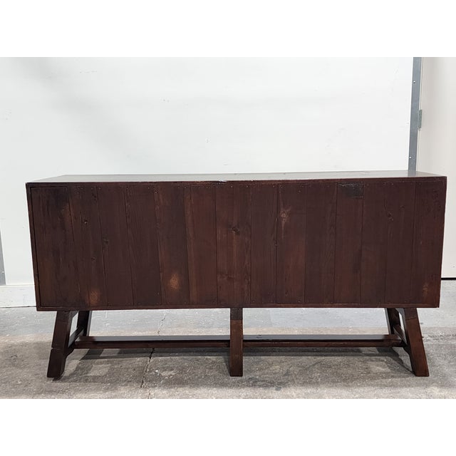 Wood Antique Early 20th Century Spanish Baroque Catalan Carved Wood Credenza For Sale - Image 7 of 16