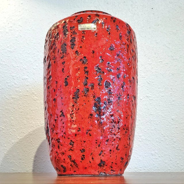 Red Lg Scheurich Keramik Fat Lava Bouquet Vase Nr. 517/30 For Sale - Image 8 of 8