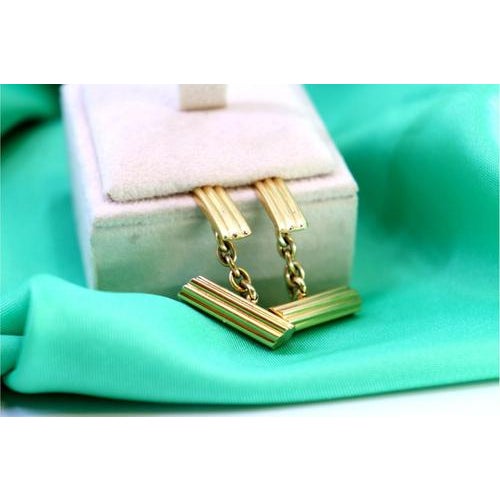 Yellow Gold Cufflinks with Tree Trunk-Shaped Reliefs, Set of 2 For Sale - Image 5 of 6