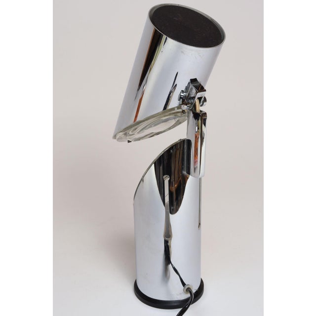 1970s Vintage Italian Chrome and Glass Collapsible Table Lamp by Oscar Torlasco For Sale - Image 5 of 18