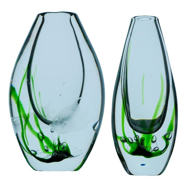 Seaweed & Fish Vases by V. L. Kosta, Set of 2 For Sale - Image 16 of 16