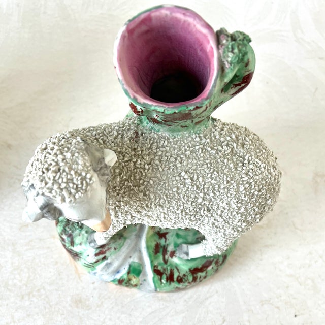 Antique Victorian Staffordshire Confetti Sheep Spill Vases For Sale In Minneapolis - Image 6 of 11