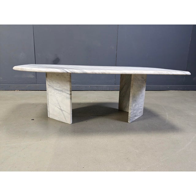 White Vintage White Marble Coffee Table, 1970s For Sale - Image 8 of 13
