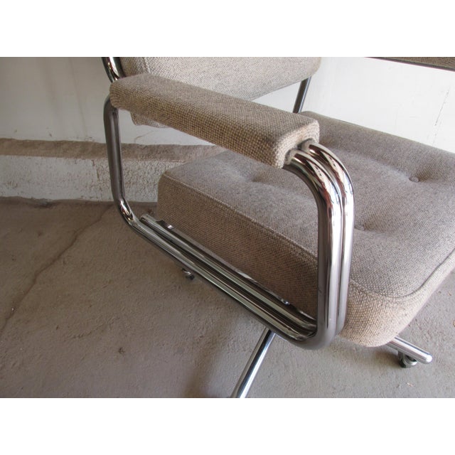 Beige Modernist Style Swivel Armchairs by Metalstand Inc., Philadelphia, 1970s, a Pair For Sale - Image 8 of 12