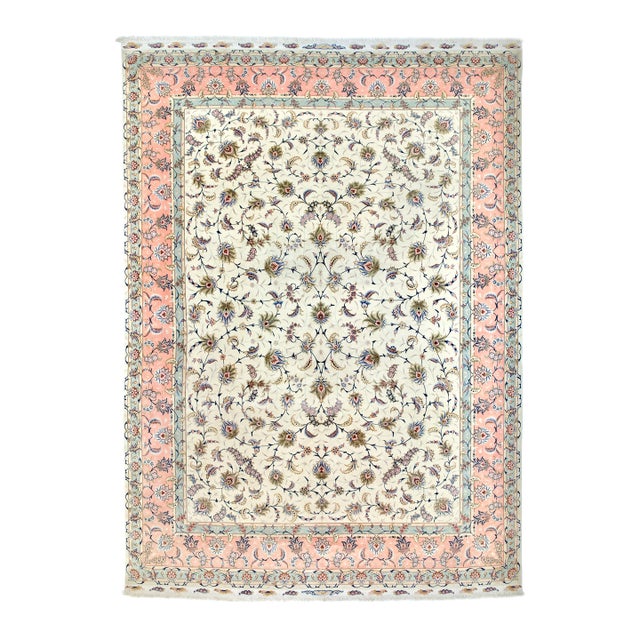 Extremely Fine Persian Tabriz Wool and Silk 60 Raj Rug 9’9” X 13’6” For Sale