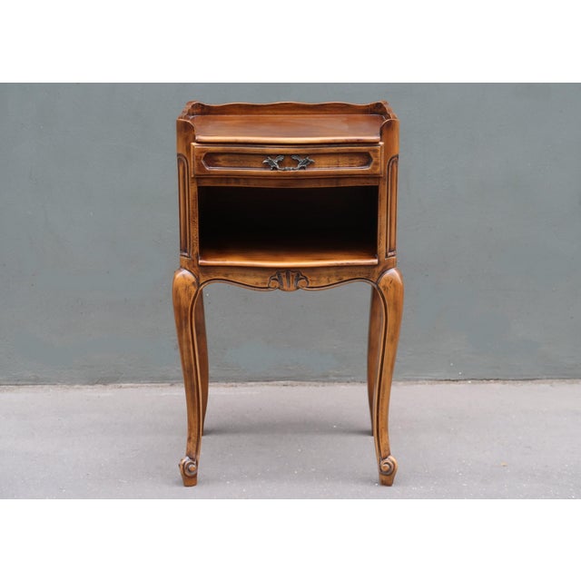 French vintage side table nightstand. Parisian work around 1960. Very good shape with patina according with age and use....