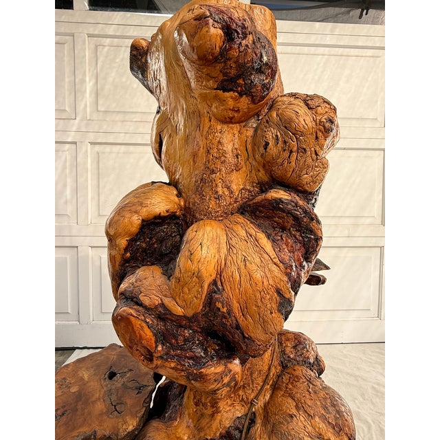 1960s One-of-a-Kind Artist-Made Burl Wood Floor Lamp With Live Edge Display Shelves For Sale - Image 11 of 12