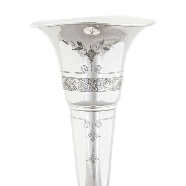We are happy to offer you this sterling silver trumpet vase by Dominick and Haff. It has a fluted rim and a beautiful...