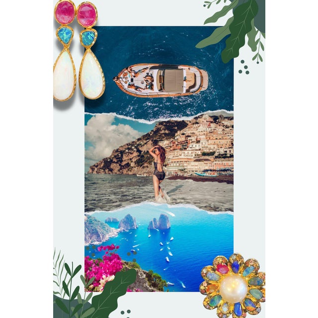 Bochic "Capri" Blue & Multi Sapphire & Ruby Earrings Set In 18K Gold & Silver For Sale - Image 10 of 18