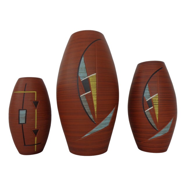 Mid-Century Ceramic Vases from Decora, Germany, 1950s, Set of 3 For Sale