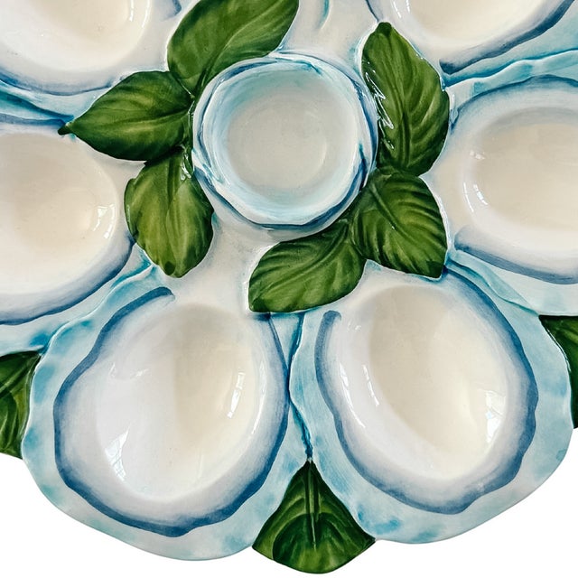 2020s Contemporary Italian Ceramic Oyster & Deviled Egg Plate – Bassano Del Grappa Majolica For Sale - Image 5 of 9