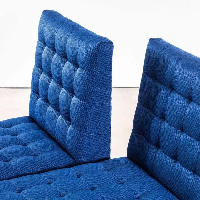 1970’s Ludvik Volak Deep Blue Slubbed Weave Reupholstered Bratislava Side Chair. Sourced direct in the Czech republic,...
