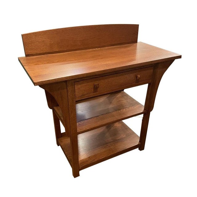 Mission 2 Drawer and Open Shelves Sideboard / Console Table - Walnut For Sale - Image 12 of 13