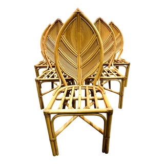 Vintage Pencil Reed Coastal Dining Chairs, 1970s, Set of 6 For Sale
