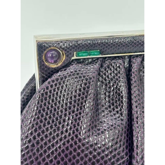 Late 20th Century Judith Leiber Dark Purple Lizard Clutch For Sale - Image 10 of 10
