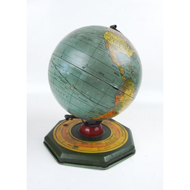 Metal Vintage 1930's Metal Astrological World Globe 6 In For Sale - Image 7 of 11