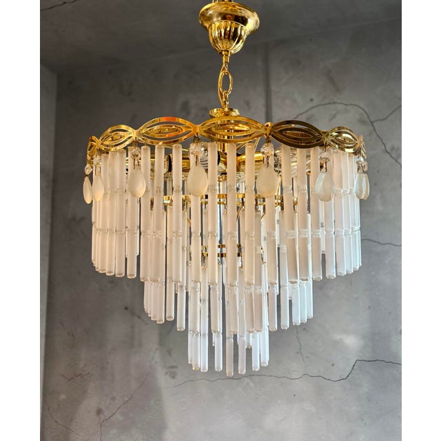 1970s Chandelier with Opaline Glass Rods, Italy, 1970s For Sale - Image 5 of 9