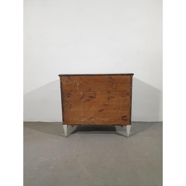 Swedish Gustavian Style 1860s Gray Painted Three-Drawer Chest with Carved Drawer For Sale - Image 9 of 10