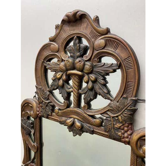 Gesso and wood mirror with grape leaves and cornucopia For Sale - Image 4 of 8