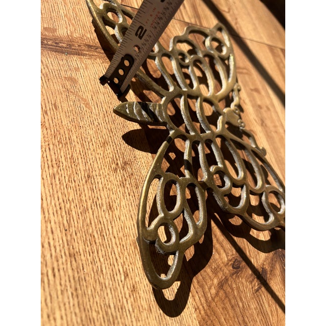 Mid-Century Modern Vintage Brass Butterfly Trivet For Sale - Image 3 of 4