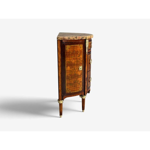 Louis Xvi, Diminutive Demilune Commodes, Inlaid Wood, Bronze, France, 19th C. For Sale - Image 17 of 18