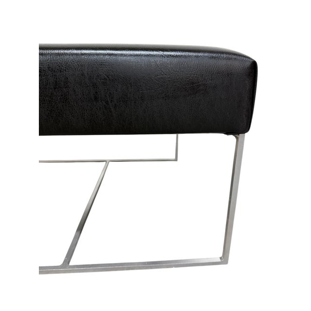 Black Vintage Italian Modern Rectangular Black Vinyl Bench For Sale - Image 8 of 8