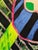 Contemporary abstract geometric colorful painting by Texas-based artist Max Manning. The work features organic and...