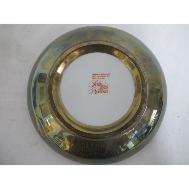 Mid 20th Century Saks Fifth Avenue Vintage Japanese MCM Imari Porcelain & Brass Bowl Plate For Sale - Image 5 of 7