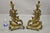 Vintage French Rococo Style Bronze Acanthus Leafy Scroll Fireplace Andirons - a Pair. Circa Mid 20th Century....