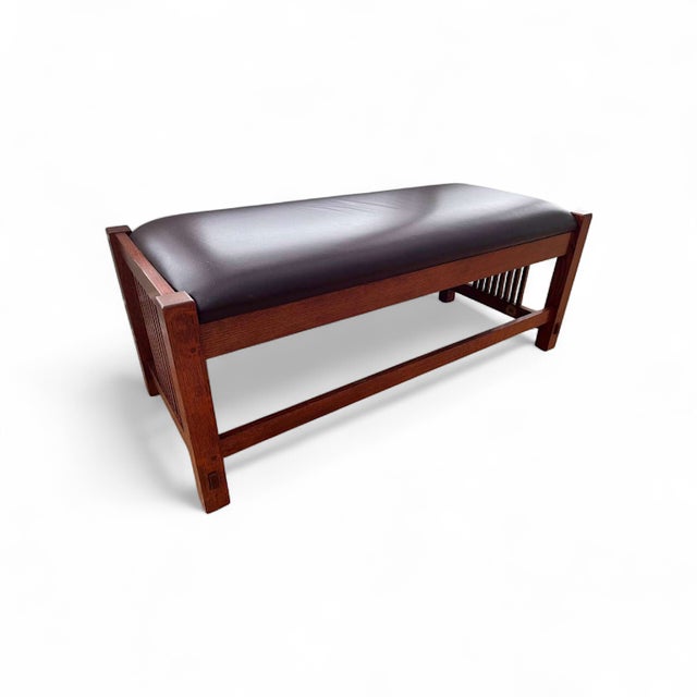 Mission Stickley Mission Wooden Bench W/Spindle Sides For Sale - Image 3 of 5